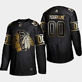 Blackhawks Customized Black Gold Adidas Jersey,baseball caps,new era cap wholesale,wholesale hats